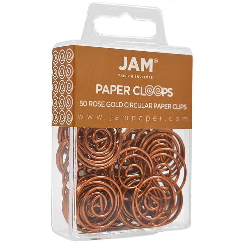 JAM Paper مشابك ورق دائرية من JAM PAPER - مشابك ورق دائرية - ذهبية وردية - 50/عبوة - Image 2